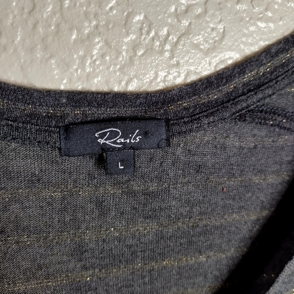 Rails sami charcoal bronze striped v neck lightweight sweater sz L - Picture 5 of 8